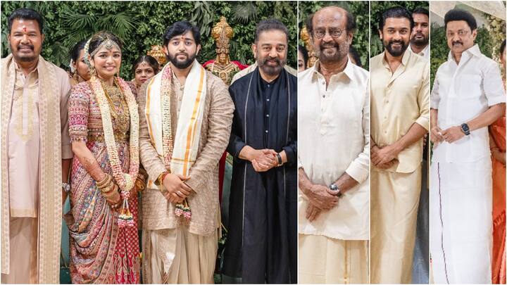 Shankar Daughter Aishwarya Wedding Photos: స్టార్ డైరెక్టర్ శంకర్ కుమార్తె ఐశ్వర్య వివాహం తరుణ్ కార్తికేయతో ఘనంగా జరిగింది. ఈ వేడుకకు తమిళనాడు సీఎం స్టాలిన్ సహా కోలీవుడ్ స్టార్ హీరోలు అటెండ్ అయ్యారు.