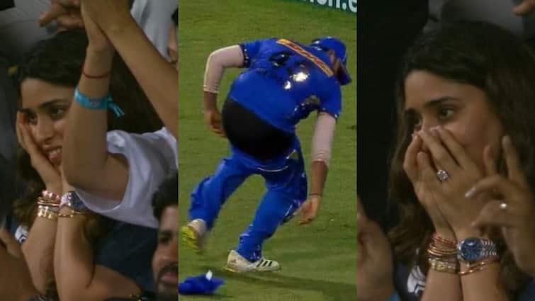 Rohit Sharma Pants came off while fielding in CSK vs MI IPL 2024 match Wife ritika sajdeh reaction viral watch Watch:  लाइव मैच में उतरी रोहित शर्मा की पैंट, वाइफ रितिका हुईं ‘शर्मिंदगी’ का शिकार, रिएक्शन वायरल 