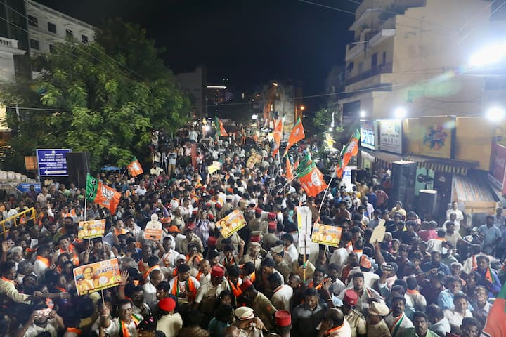 Nadda greeted bystanders lining both sides of the road along the route. (Credit: X/@JPNadda)