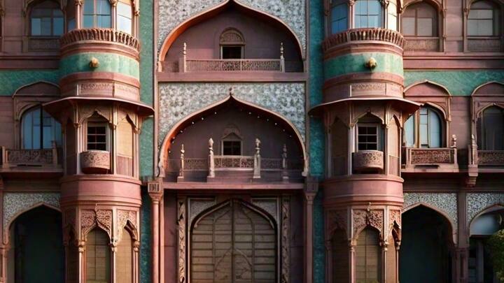 मुगलों सुरक्षा के लिए आज के वक्त अपने किले के चारो तरफ कैमरा लगाकर रखते. जिससे उनकी सबकी खबर मिल सके. एआई ने हमारे निर्देशों पर ऐसी ही तस्वीरें बनाने का प्रयास किया है.