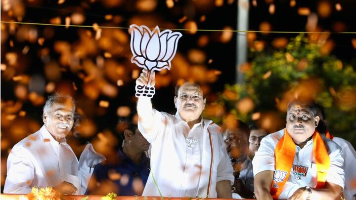 BJP national president JP Nadda held a roadshow in Puducherry ahead of Lok Sabha Elections.