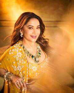 Madhuri Dixit : पिवळ्या साडीत माधुरीने वेधलं लक्ष; पाहा फोटो!