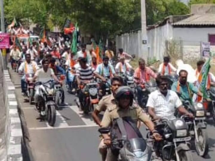 Karur Constituency candidate BJP Senthilnath's last day of campaigning is intense - TNN இறுதி நாள் தீவிர பிரச்சாரத்தில் கரூர் தொகுதி பாஜக வேட்பாளர் செந்தில்நாதன்
