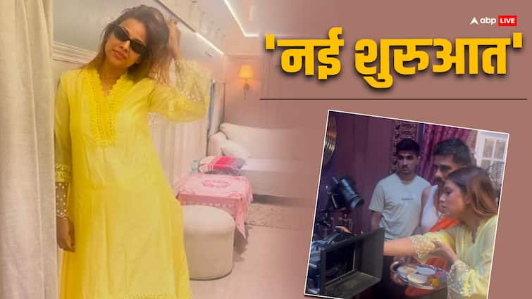 Nia Sharma starts shooting for her comeback TV serial Suhaagan Chudail see photos सुहागन चुड़ैल से निया शर्मा कर रही सालों बाद कमबैक, रामनवमी पर शुरू की शूटिंग, फोटोज देख अर्जुन ने किया ट्रोल