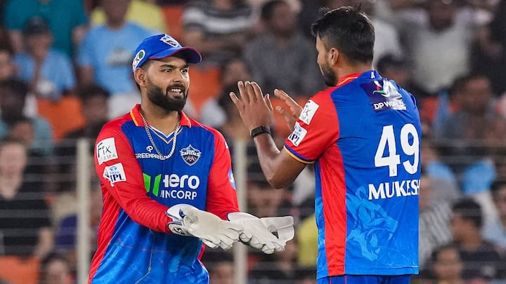 Mukesh Kumar ended up as DC's best bowler, with figures of 3/14 in 2.3 overs. Ishant And Tristan Stubbs scalped 2 wickets while Khaleel Ahmed and Axar Patel a wicket each. (Image Source: PTI)