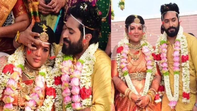 sun tv anbe vaa serial hero virat gets married to his girl friend makeup artist naveena today Virat Marriage: அன்பே வா வருணின் கோலாகலத் திருமணம்.. காதலியை கரம் பிடித்த விராட்.. குவியும் வாழ்த்துகள்!