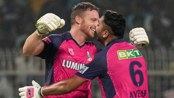 6- 107* 0ff 60 balls by Jos Buttler: Jos Buttler rained on yet another parade, this time on Sunil Narine’s, as he scored a brilliant century while chasing KKR’s target for RR of 223 runs. He got RR over the line on the last ball of the match. (Image Credits: PTI)