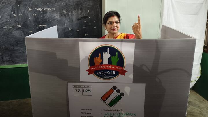 Tamil Nadu Election 2024 Soumya Anbumani registered her vote in Tindivanam - TNN Tamil Nadu Election 2024: திண்டிவனத்தில் தனது வாக்கினை பதிவு செய்தார் சௌமியா அன்புமணி