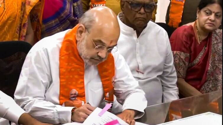 Amit Shah files nomination papers Gandhinagar Lok Sabha seat PM Modi Lok Sabha Election Phase1 Amit Shah Files His Nomination For Gandhinagar Lok Sabha Seat, Congress Takes 'Favouratism' Dig