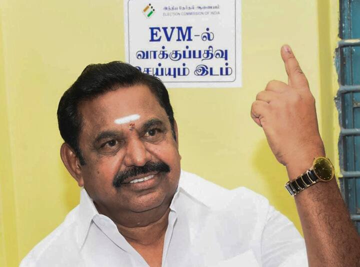 Tamil Nadu Opposition leader Edappadi K Palaniswami performed his democratic duty along with his family members in Salem (Credit: PTI)