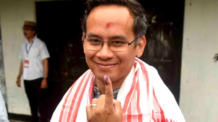 Congress candidate Gaurav Gogoi from Johrat, Assam shows his finger marked with indelible ink after casting his vote in his constituency during Lok Sabha Polls Phase 1.  (Photo: PTI)