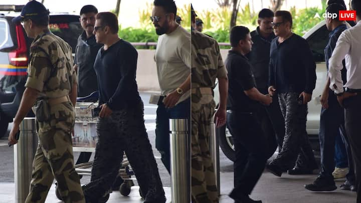 Salman Khan Pics: सलमान खान के घर के बाहर हुई फायरिंग की घटना के बाद एक्टर को पहली बार पब्लिकली स्पॉट किया गया. बॉलीवुड के भाईजान एयरपोर्ट पर नजर आए.