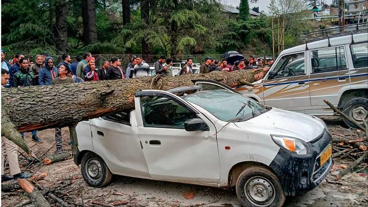 Himachal Pradesh Weather Update Rain and hailstorm Alert Warning by IMD हिमाचल में बारिश और ओलावृष्टि ने मचाई तबाही, पेड़ उखड़ने से कई गाड़ियों को नकुसान, IMD का अलर्ट जारी