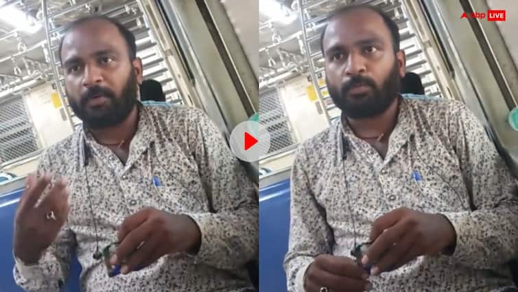 Mumbai local train man bizarre justification for littering gutkha video goes viral Video: 'रेलवे को देता हूं मेंटेनेंस, गंदगी करूंगा तो...', मुंबई लोकल में गुटखा खाकर शख्स ने किया हाई वोल्टेज ड्रामा