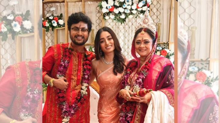 রূপাঞ্জনা ও রাতুলের পোশাকের সঙ্গে রং মিলিয়ে ছিল রিয়ানের পাঞ্জাবীও। সিঁদুরে লাল রঙের পাঞ্জাবী পরে দেখা গেল এদিন খুদেকে। 