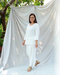 Dia Mirza Exudes Summer Vibes In Trendy White Co-ord Set, Check Out Pics