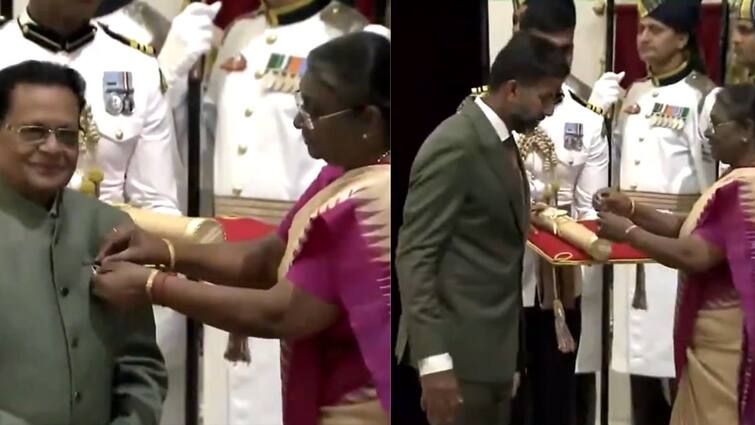 President Droupadi Murmu Confers Padma Awards To Naidu, Mithun, Usha Uthup, Ram Naik