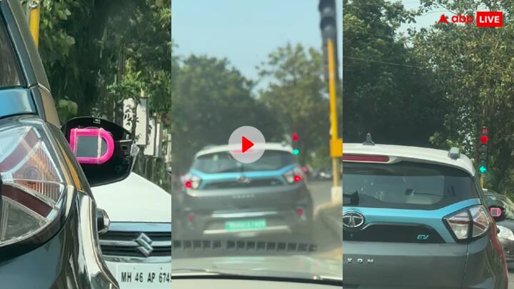 Car Rear view mirror replaced by Plastic mirror that using in home indian jugaad car goes viral on social media Viral Video: रियर व्यू मिरर पर लगा दिया घर का प्लास्टिक वाला शीशा, लोग बोले- ये इंडिया का जुगाड़ है