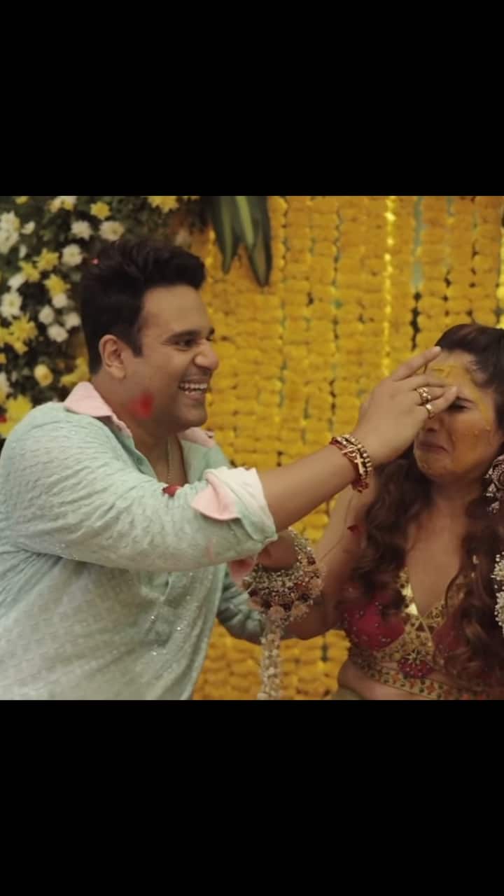 In the pictures, the bride-to-be is seen dancing and posing with her brother, Krushna Abhishek.