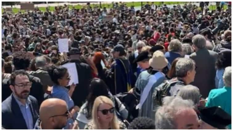 Columbia University Faculty Members Stage Walkout After students arrested at Pro-Palestinian Protests video