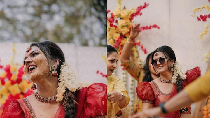 Aparna Das Haldi : தென்னிந்திய திரைப்பட நடிகை அபர்ணா தாஸிற்கு விரைவில் திருமணம் நடைபெற உள்ள நிலையில் அவரது ஹல்தி கொண்டாட்ட புகைப்படங்கள் இணையத்தில் வைரலாகி வருகிறது.