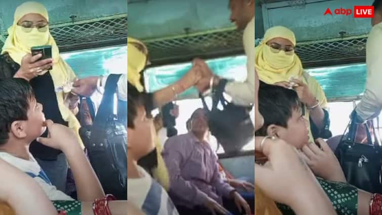woman passenger fight with bus conductor in haryana video viral on social media Viral Post: चलती बस में कंडक्टर से भिड़ गई महिला, किराये के नोट भी फाड़े- हाईवोल्टेज ड्रामे का वीडियो आया सामने