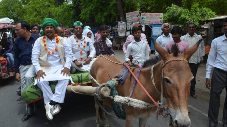Hardoi Pradeep Kumar came to file nomination sitting on a horse carriage said not gather resources due lack money ann Lok Sabha Election 2024: तांगे पर बैठकर नामांकन करने पहुंचा प्रत्याशी, कहा-'पैसे न होने के कारण साधन न जुटा सका'