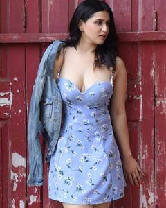 Mannara Chopra Giving Perfect Summer Fashion Inspiration In Blue Dress; See Pics