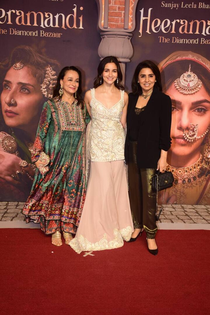 Alia Bhatt with mother-in-law Neetu Kapoor and mother Soni Razdan.