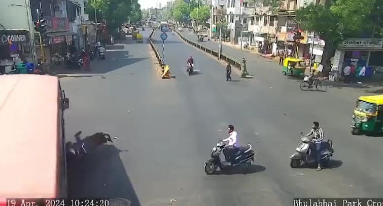 Hit Run Motorcyclist Crushed Bus Ahmedabad Video Surfaces CCTV Incident Caught On Camera Biker Crushed To Death By Speeding Bus In Ahmedabad, Incident Caught On Camera