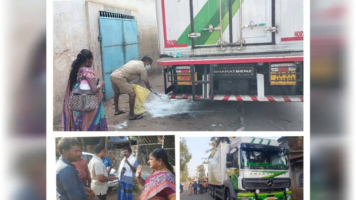 Thoothukudi news Naam Tamilar Party is the wrapped up fish waste from Kozhikode and dumped in Tamil Nadu - TNN கேரளாவிலிருந்து மீன்கழிவுகளை தமிழகத்தில் கொட்ட வந்த லாரி; மடக்கி பிடித்த நாம் தமிழர் கட்சி