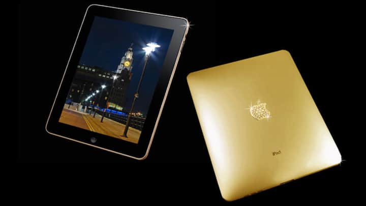 Gold iPad Supreme ($190,000): There are just 10 of these in the market. It is certainly an exclusive item. The back panel and bezel of this product are made by utilising a single piece of 22-carat gold weighing 2.1kg. It features diamonds weighing 25-carat and the Apple logo on the back has 53 diamonds weighing 22-carat. (Image Source: Stuart Hughes)