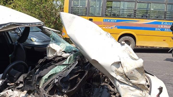 Accident News: રાજ્યમાં અકસ્માતનો સિલસિલો વણથંભ્યો છે. ઉના દેલવાડા રોડ પર સ્કૂલ બસ અને કાર વચ્ચે જોરદાર અકસ્માત સર્જાયો હતો.