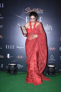 पारदर्शक साडीवर ग्लॅमरस ब्लाउज परिधान करून आली रवीना टंडन, वयाच्या ४९ व्या वर्षीही दिसतेय एकदम मस्त!