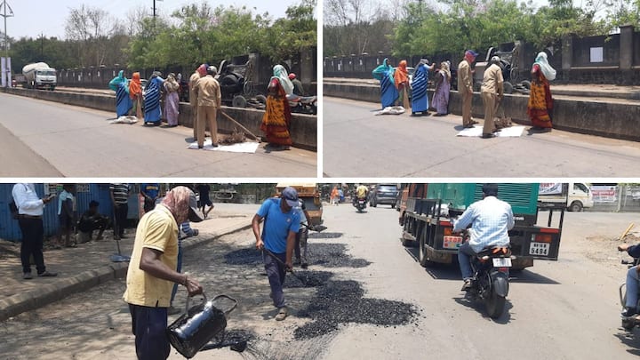PM Modi in Kolhapur tomorrow on 27th april The municipal corporation quickly swept the road sanjay mandlik dhairyasheel mane PM Modi In Kolhapur : पीएम मोदी उद्या कोल्हापुरात; महापालिकेनं येणारा मार्ग तत्परतेनं चकचकीत झाडून काढला!