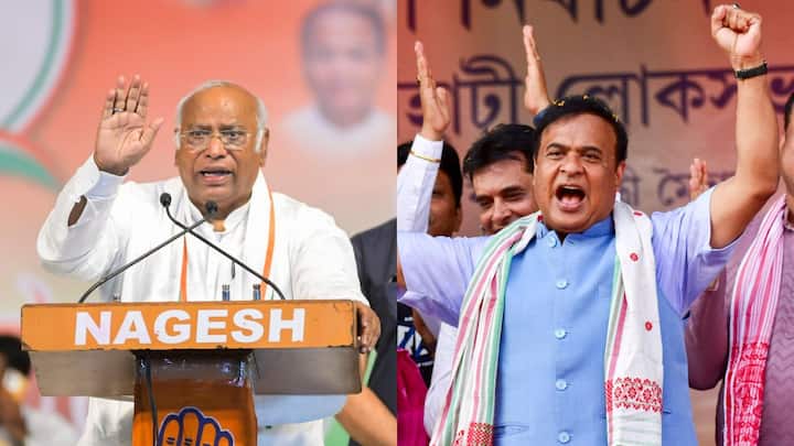 mallikarjun-kharge-himanta-biswa-sarma-congress-bjp-assam-guwahati-lok-sabha-elections-2024 'Why Is Himanta Bothered?': Kharge Reacts To Assam CM's 'If He Wants To Join BJP' Remark