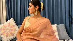 Simran Choudhary Latest Photos : రస్ట్ కలర్ శారీలో సిమ్రాన్ చౌదరి.. పెద్ద జుంకీలతో అదిరేలా ముస్తాబైందిగా