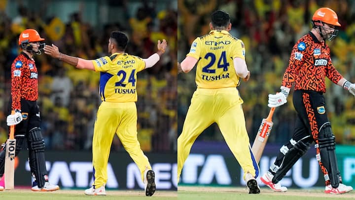 Tushar Deshpande: चेन्नई सुपर किंग्स के तेज़ गेंदबाज़ तुषार देशपांडे ने आईपीएल 2024 में सनराइजर्स हैदराबाद के खिलाफ खेले गए मुकाबले में शानदार बॉलिंग का मुज़ाहिरा पेश किया.