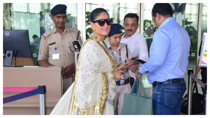 Kareena Kapoor Khan was spotted at the Mumbai airport on Monday in a traditional look.