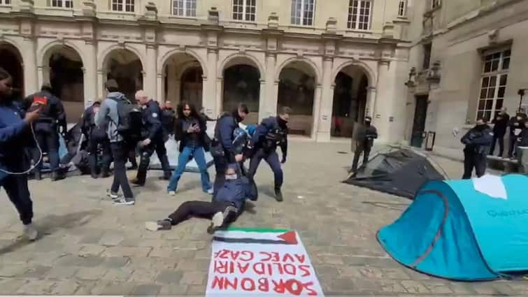 French Police Remove Pro-Palestinian Students Camped Outside Sorbonne University In Paris | On Cam