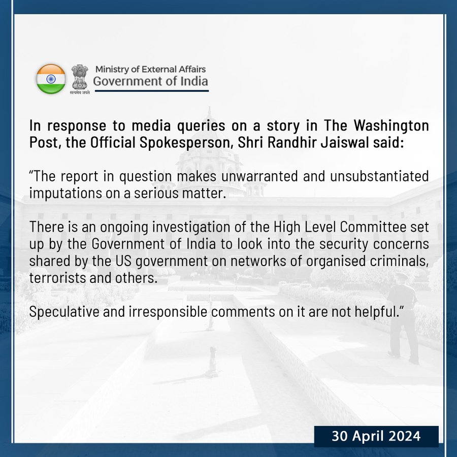 Speculative And Irresponsible': India Responds To US Media Report On Pannun 'Assassination Plot
