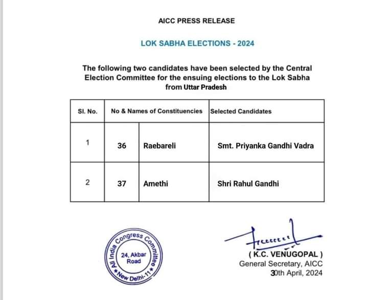 राहुल गांधी और प्रियंका गांधी को कांग्रेस ने बनाया अमेठी और रायबरेली से उम्मीदवार?