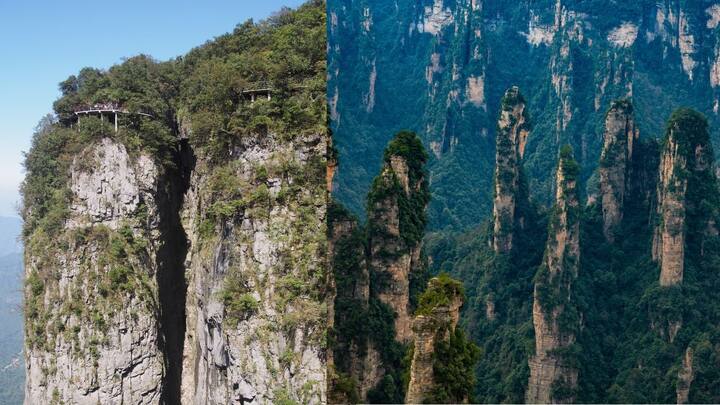 Tianmen Mountains :  இந்த மலையின் மீது இருக்கும் ஆர்ச்சிலிருந்து எட்டிப்பார்த்தால், நல்ல வியூ கிடைக்கும்.