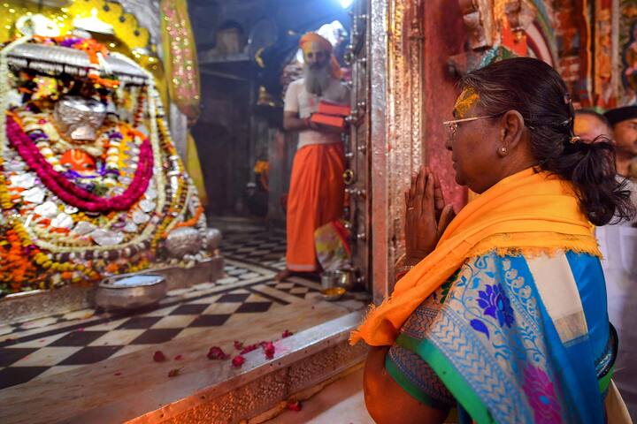 Murmu offers prayers to Ram Lalla at Shri Ram Janmabhoomi Temple in Uttar Pradesh's Ayodhya. (Source: PTI)