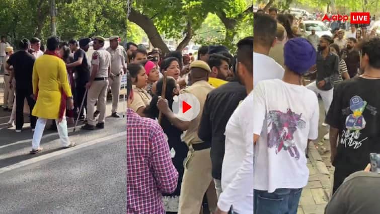 Vada pav girl aka Chandrika Dixit scuffle with Delhi police argument video going viral Vada Pav Girl: अब पुलिस से भिड़ गई दिल्ली की वड़ा पाव गर्ल, एक और वीडियो हो रहा है वायरल