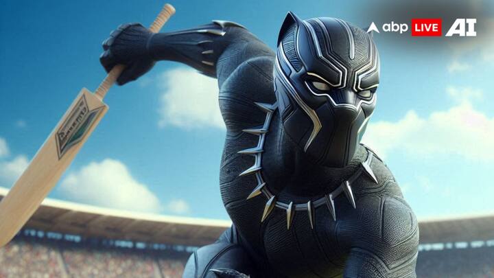 एआई ने ब्लैक पैंथर की भी एक तस्वीर बनाई, जिसमें ब्लैक पैंथर को क्रिकेट के स्टेडियम में बैट पकड़े देखा जा सकता है.