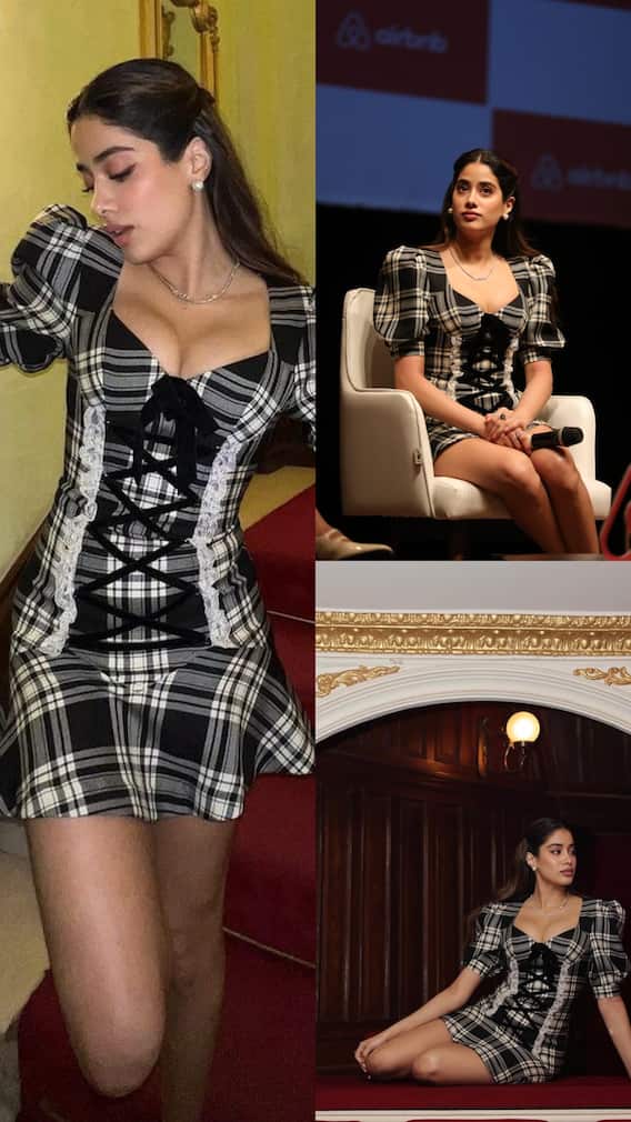 ब्लैक-व्हाइट ड्रेस में जाह्नवी ने लूटी महफिल, गले पर नजर आई ये खास चीज