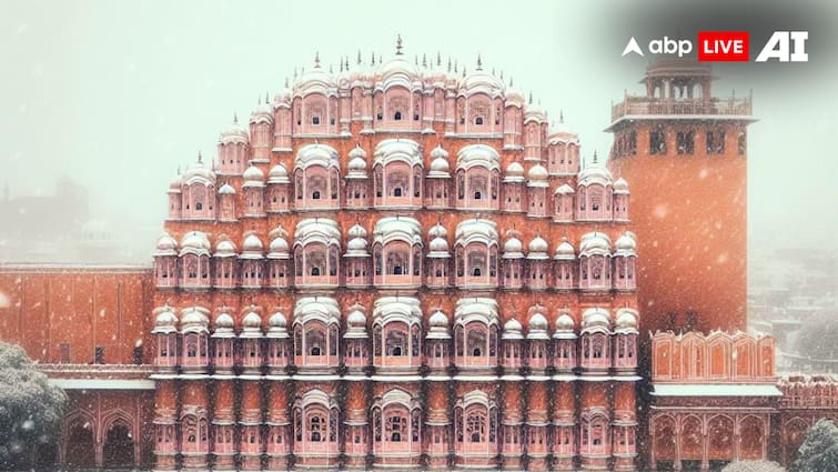 Heavy snowfall in Pink City Jaipur Hawa Mahal seen wrapped in white ...