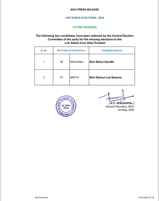 Lok Sabha Elections 2024: ਰਾਹੁਲ ਗਾਂਧੀ ਰਾਏਬਰੇਲੀ ਤੋਂ ਲੜਨਗੇ ਚੋਣ! ਜਾਣੋ ਅਮੇਠੀ ਤੋਂ ਕੌਣ ਹੋਵੇਗਾ ਉਮੀਦਵਾਰ?