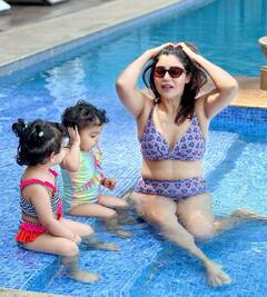 टीवी की 'सीता' देबिना बनर्जी ने दोनों बेटियों के साथ लिए पूल के मजे, स्विमसूट पहने बेहद क्यूट लगीं दिविशा-लियाना
